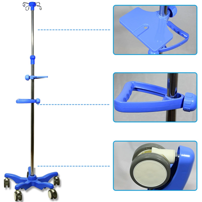 Support à perfusion sur pied en acier inoxydable